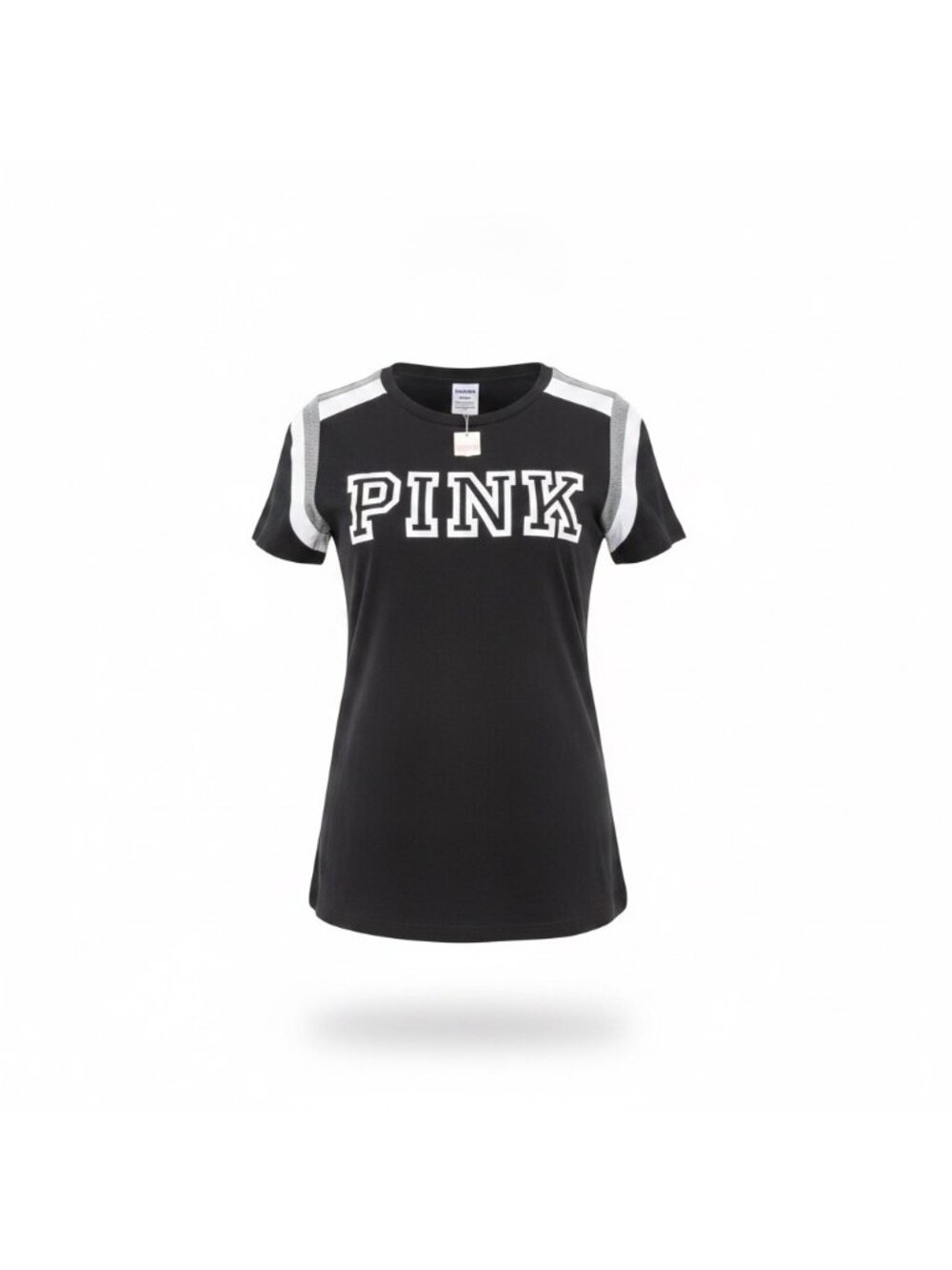 Pink Womens Black Short Sleeve Graphic Tee Victorias Secret Size S